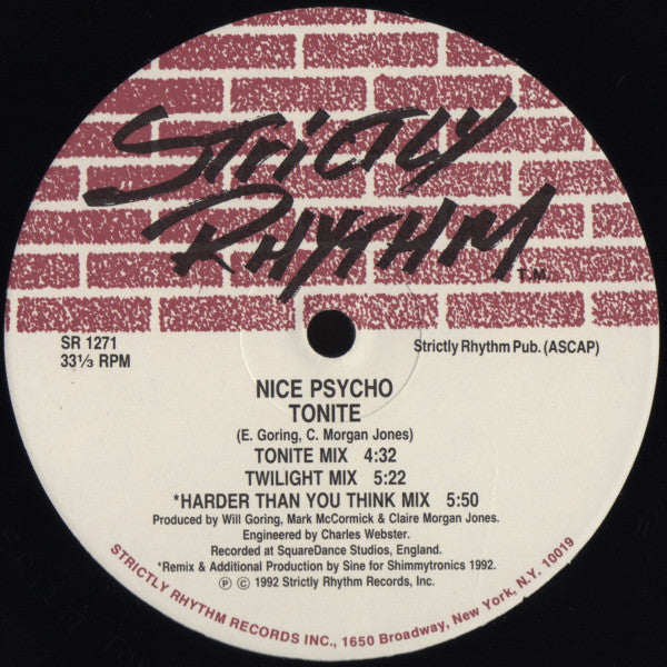 Nice Psycho : Promises / Tonite (12")
