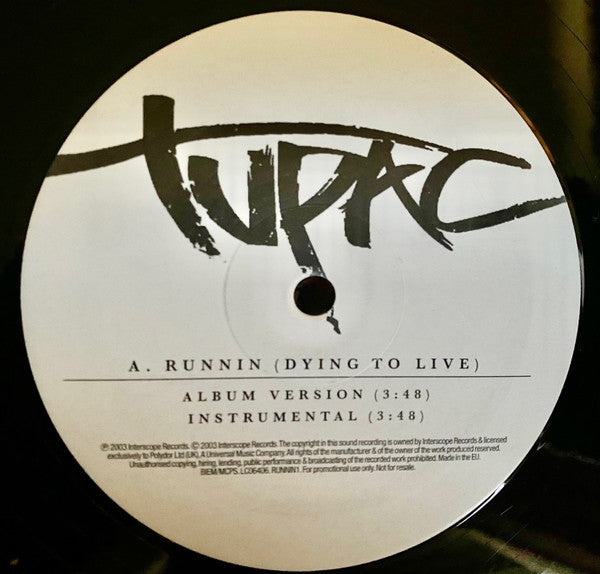 2Pac : Runnin' (Dying To Live) (12", Promo)