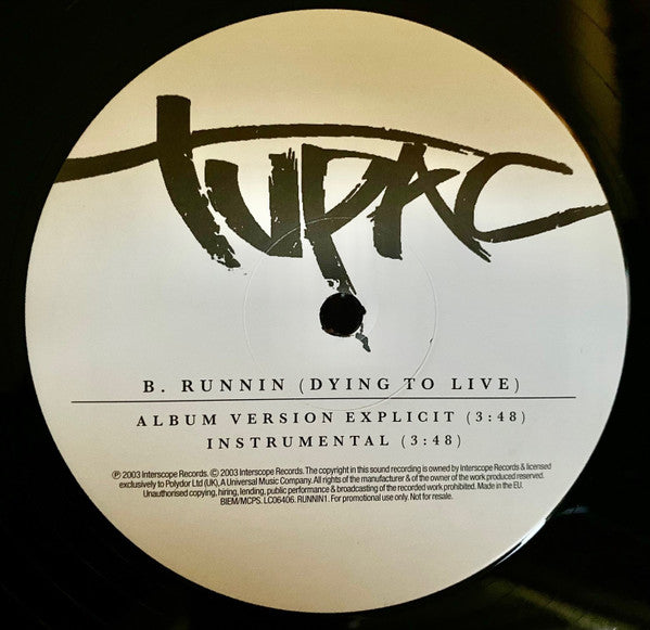 2Pac : Runnin' (Dying To Live) (12", Promo)