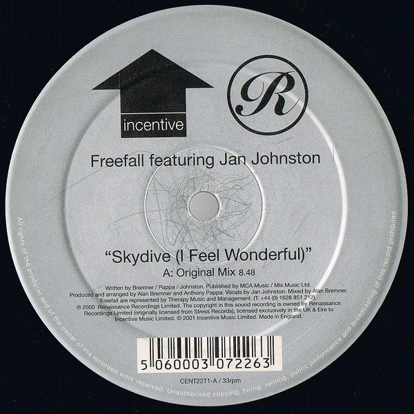 Freefall Featuring Jan Johnston : Skydive (I Feel Wonderful) (12")