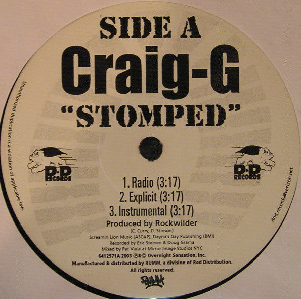 Craig G : Stomped / Make You Say Yes (12")