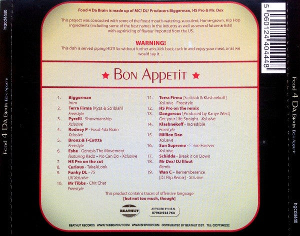 Various : Food 4 Da Brain - Bon Appétit (CD, Mixed)