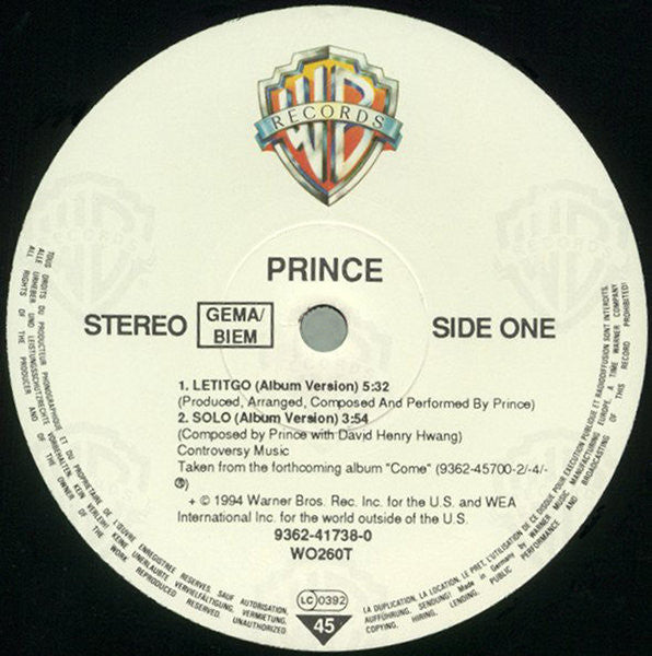 Prince : Letitgo (12", Single)