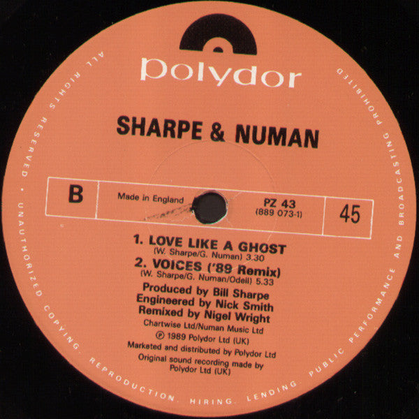 Sharpe & Numan : I'm On Automatic (12", Single)