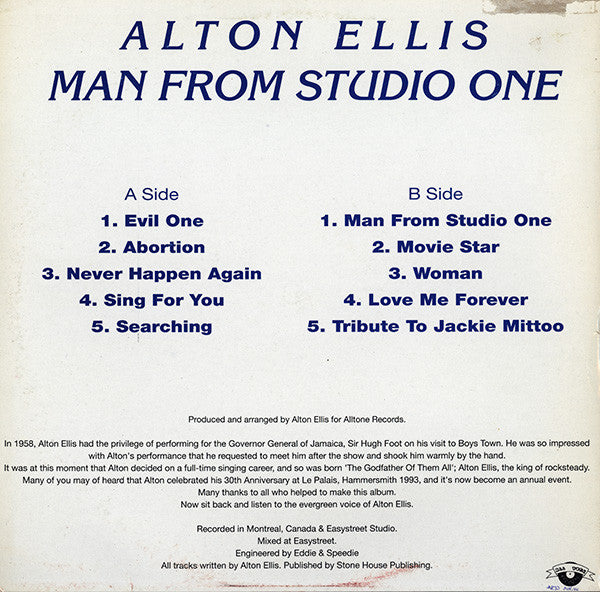 Alton Ellis : Man From Studio One (LP, Album)