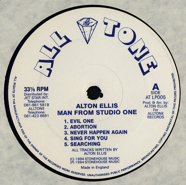 Alton Ellis : Man From Studio One (LP, Album)