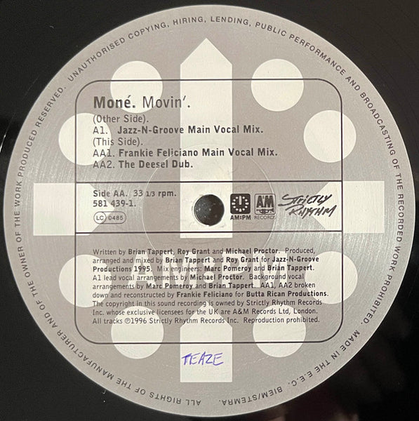 Moné : Movin' (Jazz-N-Groove / Frankie Feliciano Mixes) (12", Rec)