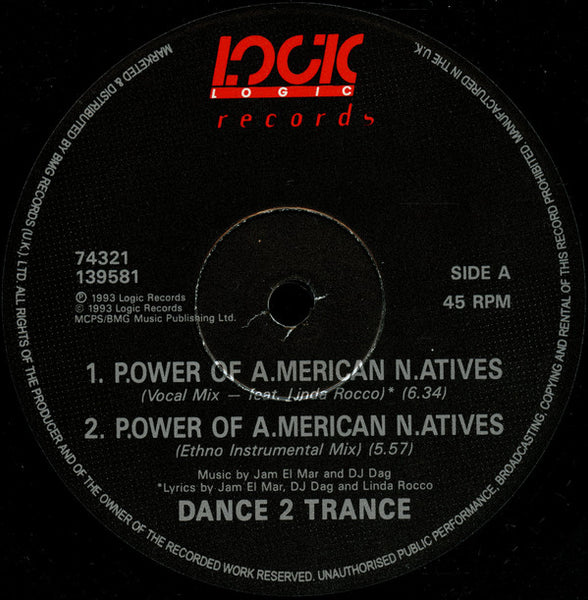 Dance 2 Trance : P.ower Of A.merican N.atives (12", Single)