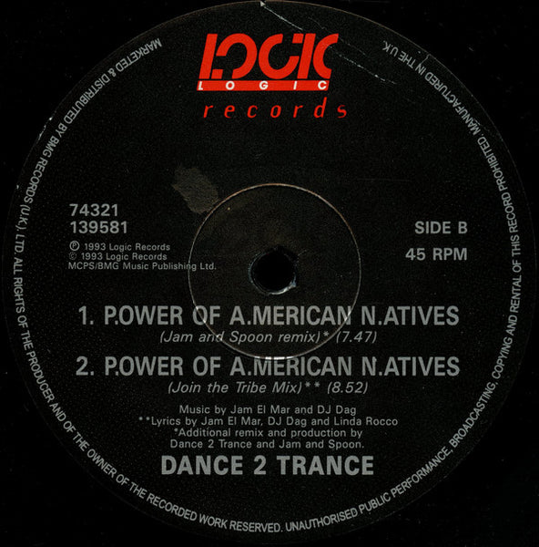 Dance 2 Trance : P.ower Of A.merican N.atives (12", Single)