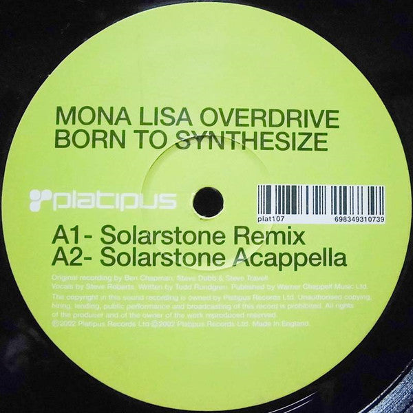 Mona Lisa Overdrive : Born To Synthesize (12", 1/2)