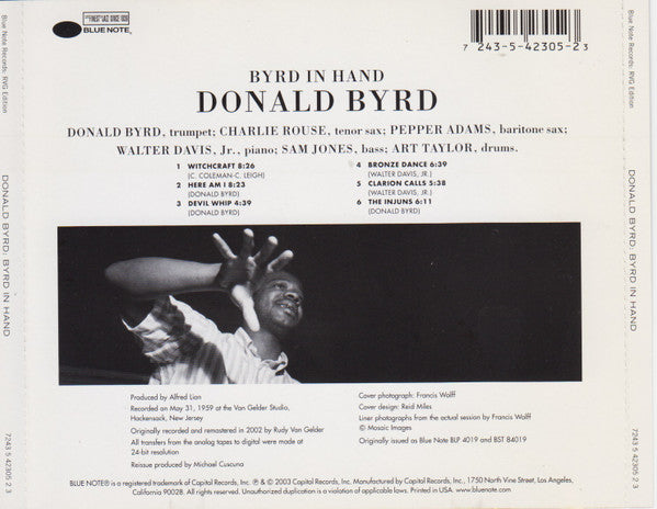 Donald Byrd : Byrd In Hand (CD, Album, RE, RM)