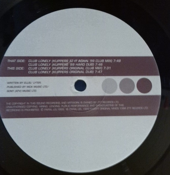 Sam Ellis : Club Lonely (The Eric Kupper Mixes) ‎ (12")