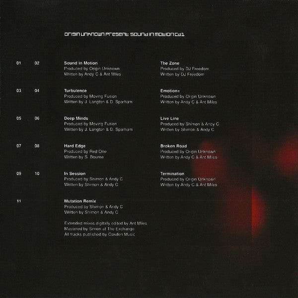 Origin Unknown : Sound In Motion (CD, Comp + CD, Mixed)