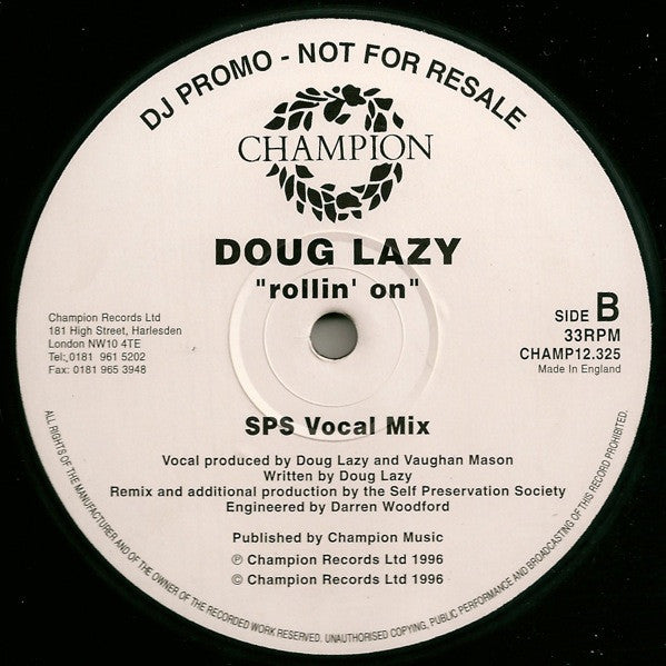 Doug Lazy : Rollin' On (2x12", Promo)