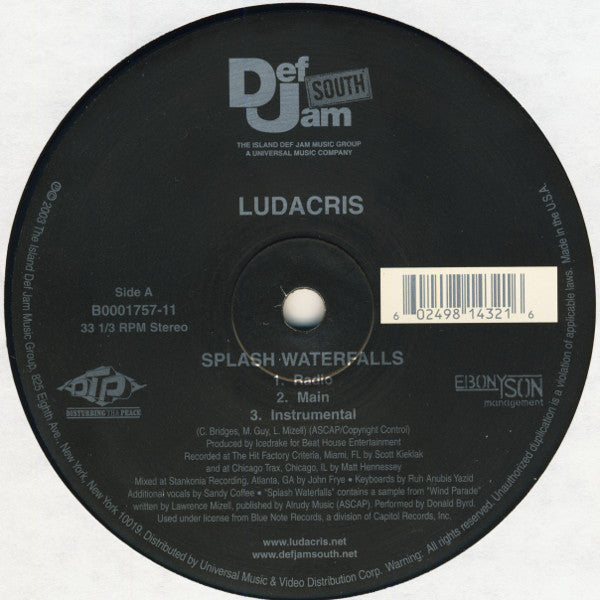 Ludacris : Splash Waterfalls / Blow It Out (12")