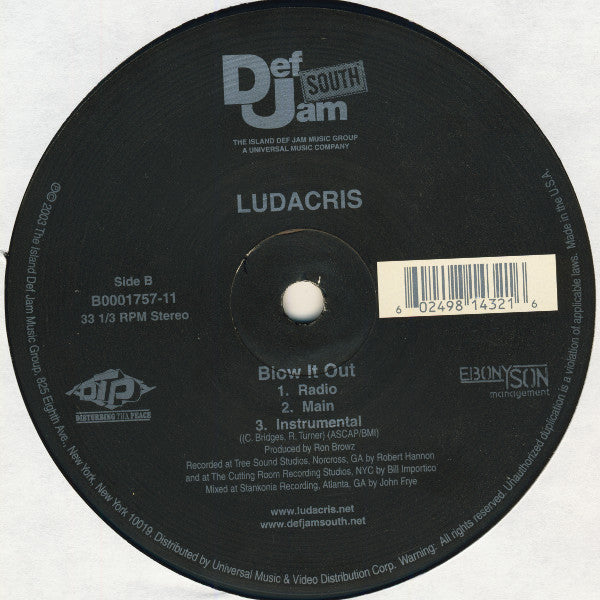 Ludacris : Splash Waterfalls / Blow It Out (12")