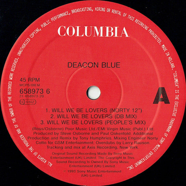 Deacon Blue : Will We Be Lovers (12")