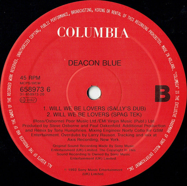 Deacon Blue : Will We Be Lovers (12")