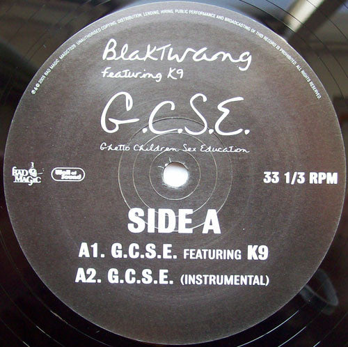 Blak Twang Featuring K9 : G.C.S.E. (12")