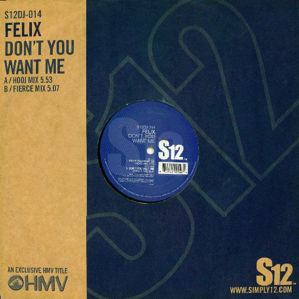 Felix : Don't You Want Me (12", RE)