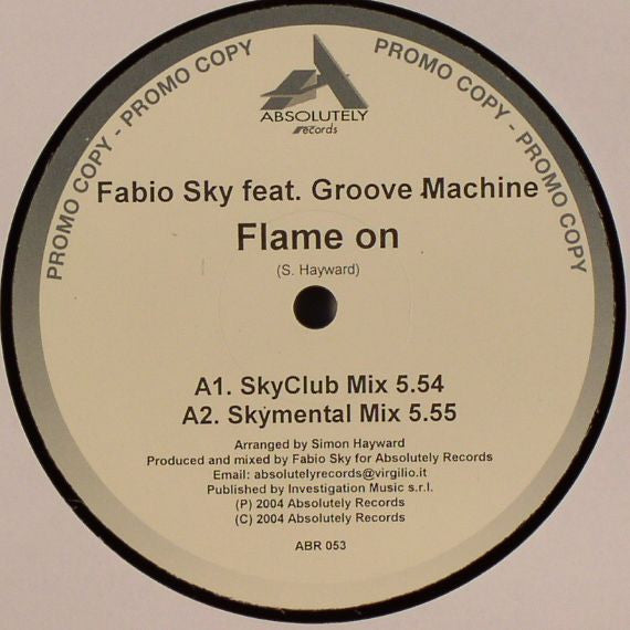 Fabio Sky : Flame On (12", Promo)