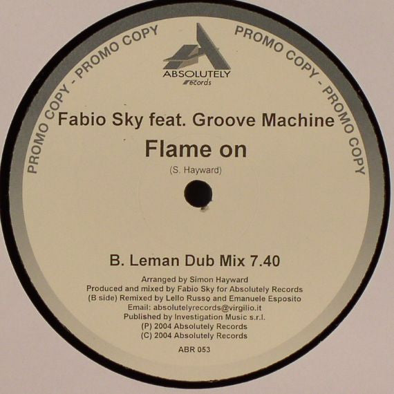 Fabio Sky : Flame On (12", Promo)