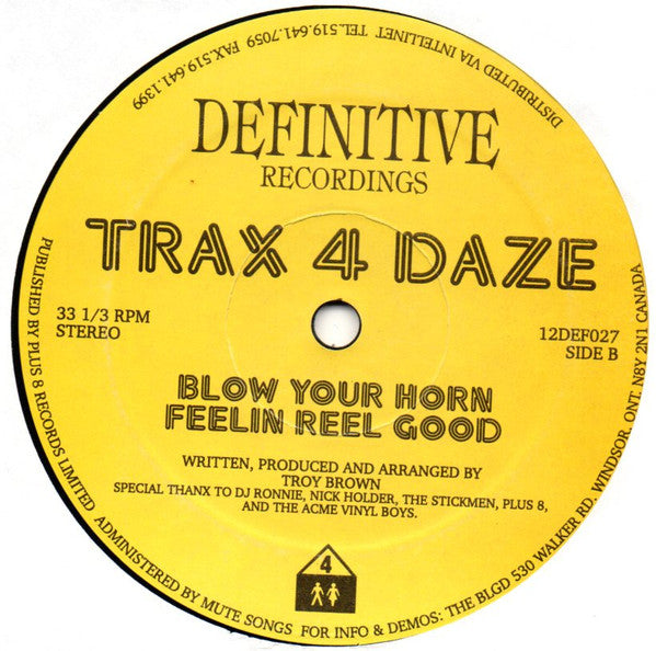 Troy Brown : Trax 4 Daze Vol. 1 (12")