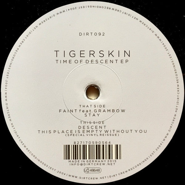 Tigerskin : Time Of Descent EP (12", EP)