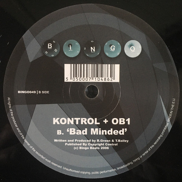DJ Kontrol + OB1 (2) : Can't Have You / Bad Minded (12")