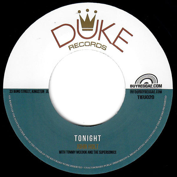 John Holt With Tommy McCook & The Supersonics / Winston Wright With Tommy McCook & The Supersonics : Tonight (7", RE)
