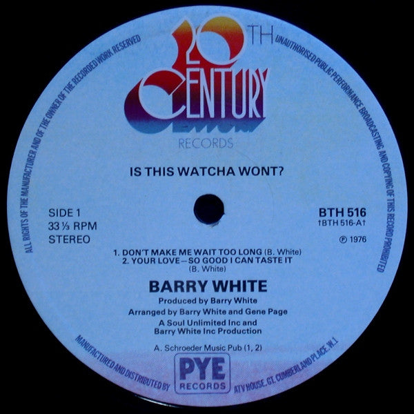 Barry White : Is This Whatcha Wont? (LP, Album)