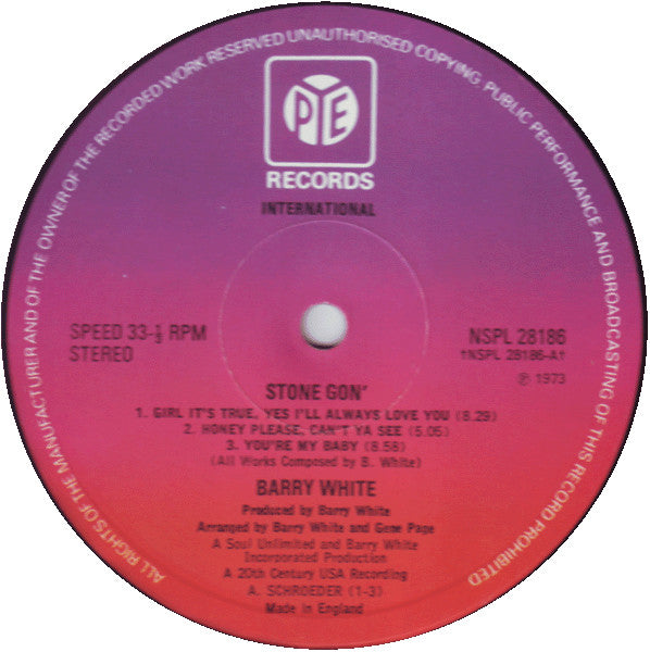 Barry White : Stone Gon' (LP, Album)