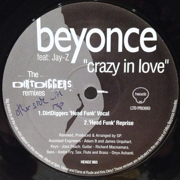 Beyoncé Feat: Jay-Z : Crazy In Love (The DirtDiggers Remixes) (12", Ltd, Promo, Unofficial)