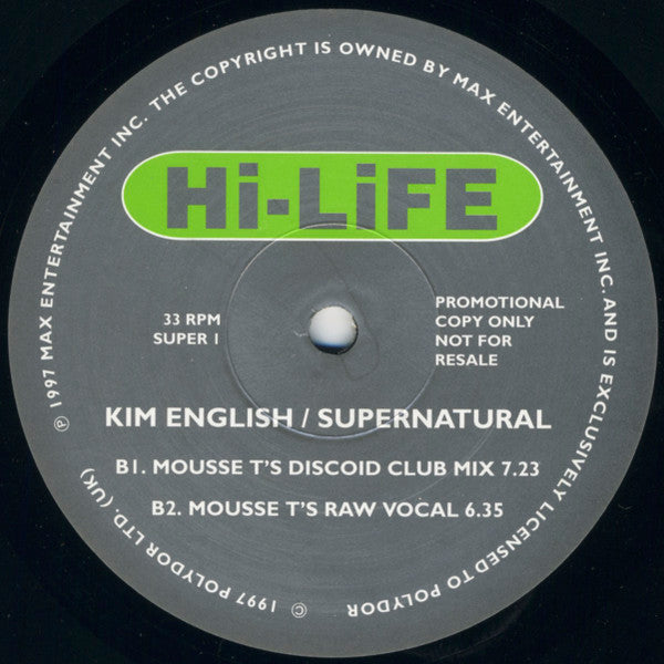 Kim English : Supernatural (12", Promo)