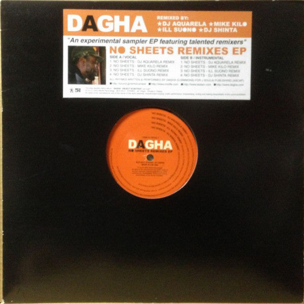 Dagha : No Sheets Remixes EP (12", EP, Ltd)