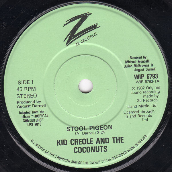 Kid Creole And The Coconuts : Stool Pigeon (7", Sol)