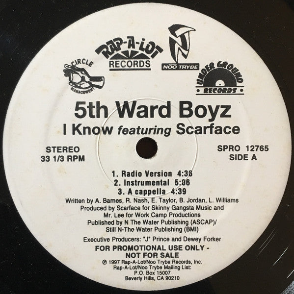 5th Ward Boyz Featuring Scarface (3) : I Know / Heat (12", Promo)