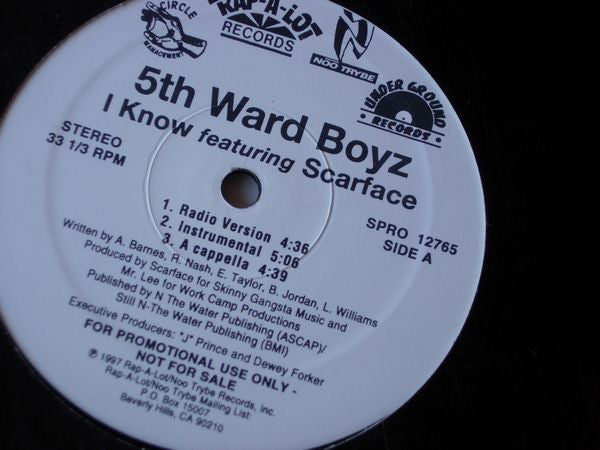 5th Ward Boyz Featuring Scarface (3) : I Know / Heat (12", Promo)