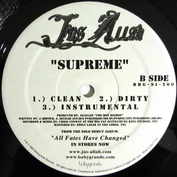 Jus Allah : G-O-D / Supreme (12")