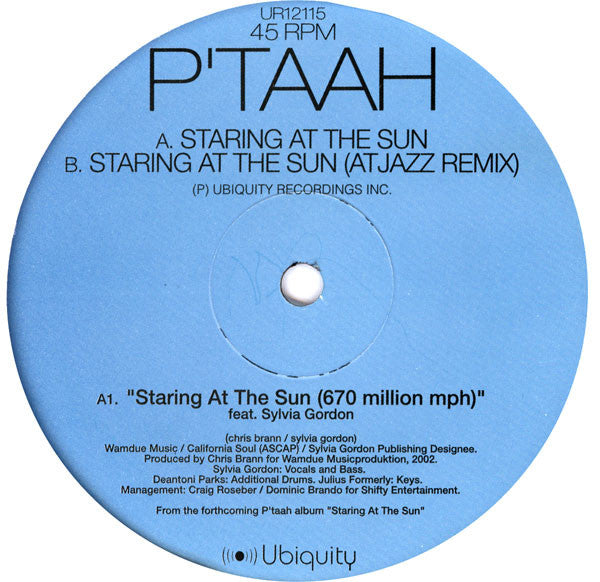 P'Taah : Staring At The Sun (12", Ltd)