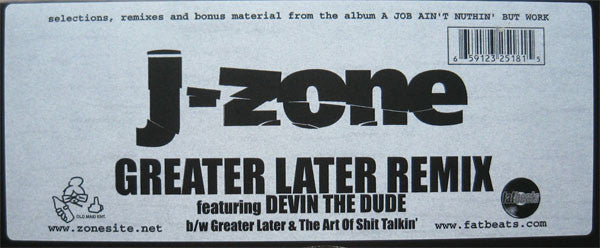 J-Zone Featuring Devin The Dude : Greater Later Remix (12")