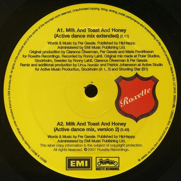 Roxette : Milk And Toast And Honey (12", Promo)