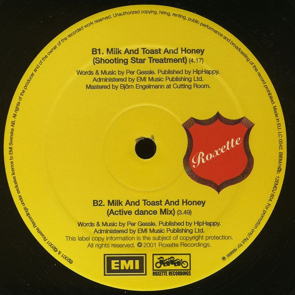 Roxette : Milk And Toast And Honey (12", Promo)