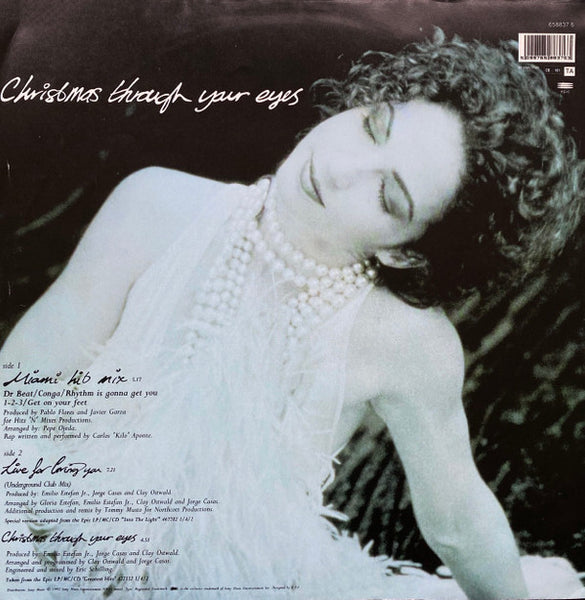 Gloria Estefan : Miami Hit Mix / Christmas Through Your Eyes (12", Single, Pos)