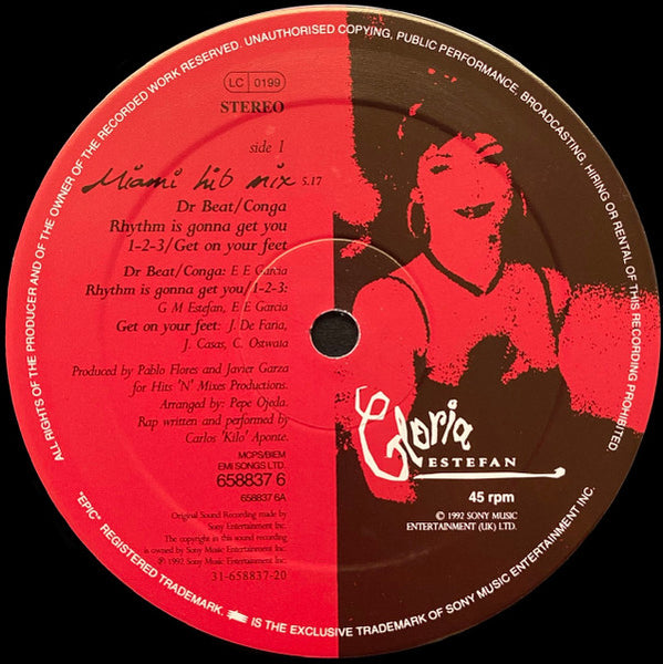 Gloria Estefan : Miami Hit Mix / Christmas Through Your Eyes (12", Single, Pos)