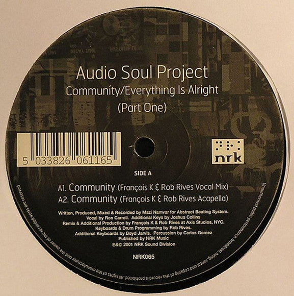 Audio Soul Project : Community / Everything Is Alright (Part One) (12")