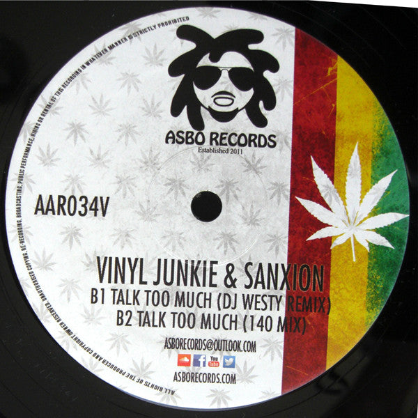 Vinyl Junkie & Sanxion Featuring Bushman (3) : Talk Too Much E.P. (12")