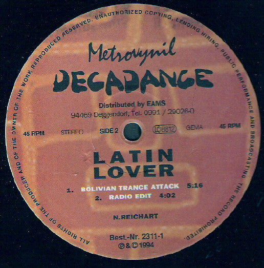 Decadance : Latin Lover (12")