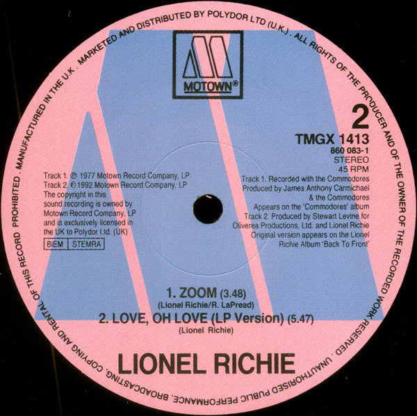 Lionel Richie : Love, Oh Love (12", Maxi)