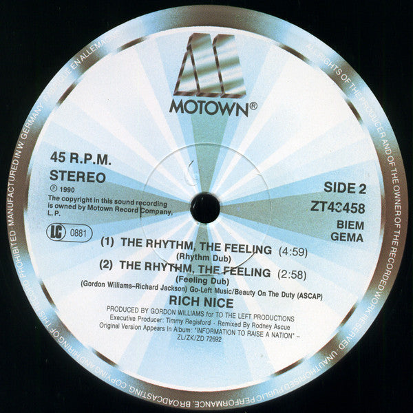 Rich Nice : The Rhythm, The Feeling (12")